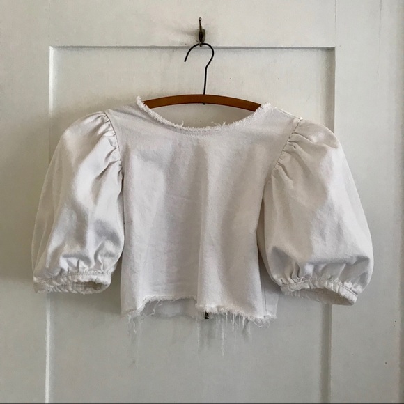 Zara | Tops | Zara Denim Puffedsleeve 